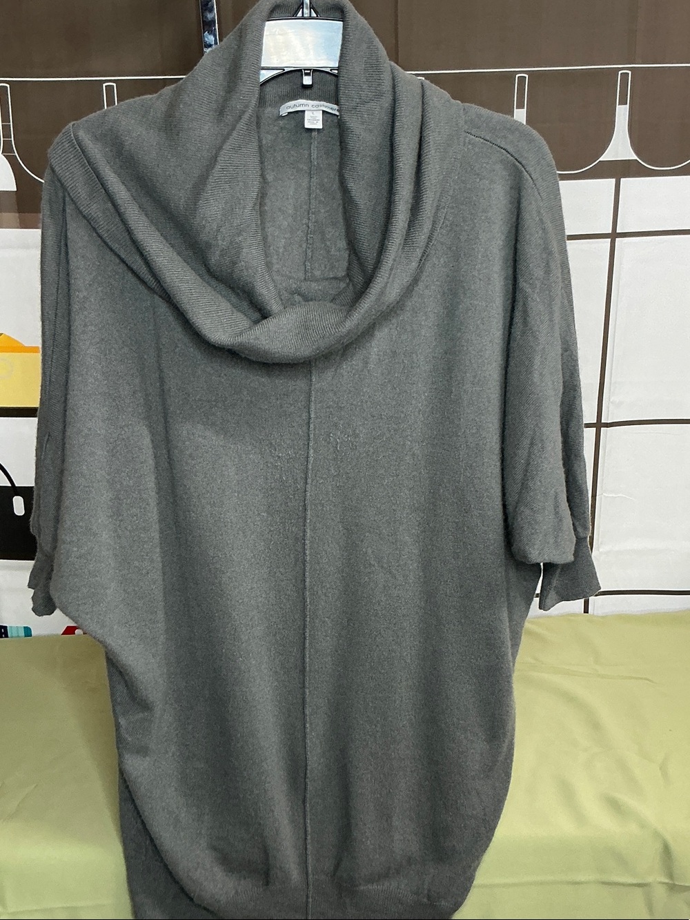 Autumn Cashmere Gray Draped Cowl-Neck Sweater Sz Large #2362